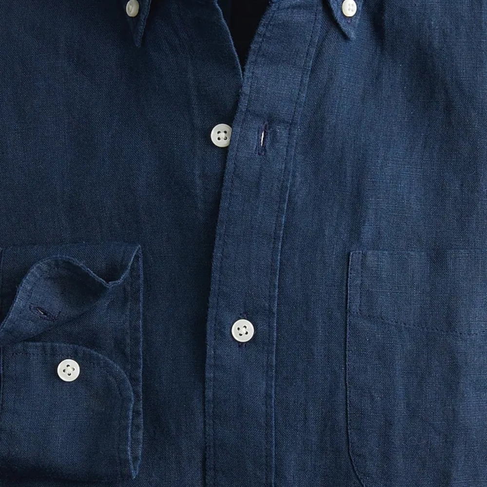 J CREW💥New💥Navy Linen/Cotton Casual Button-Down Shirt - Picture 3 of 4